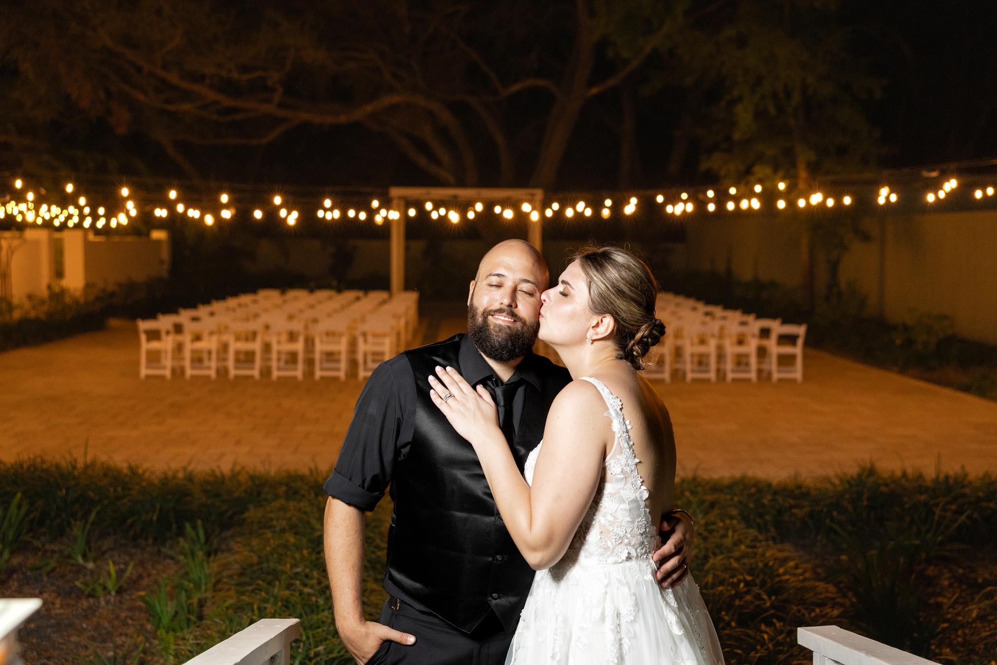 Yes, you should take a break from dancing at your reception and take night photos with your wedding photographer. | Tampa Wedding Photographer